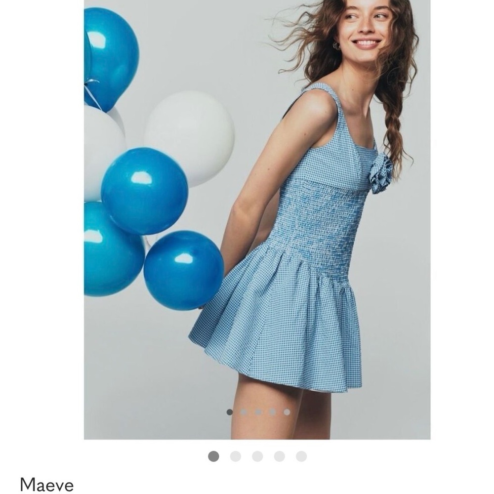 Anthropologie Blue Gingham Mini Dress